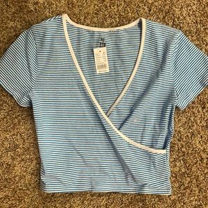 Size medium blue and white cropped top